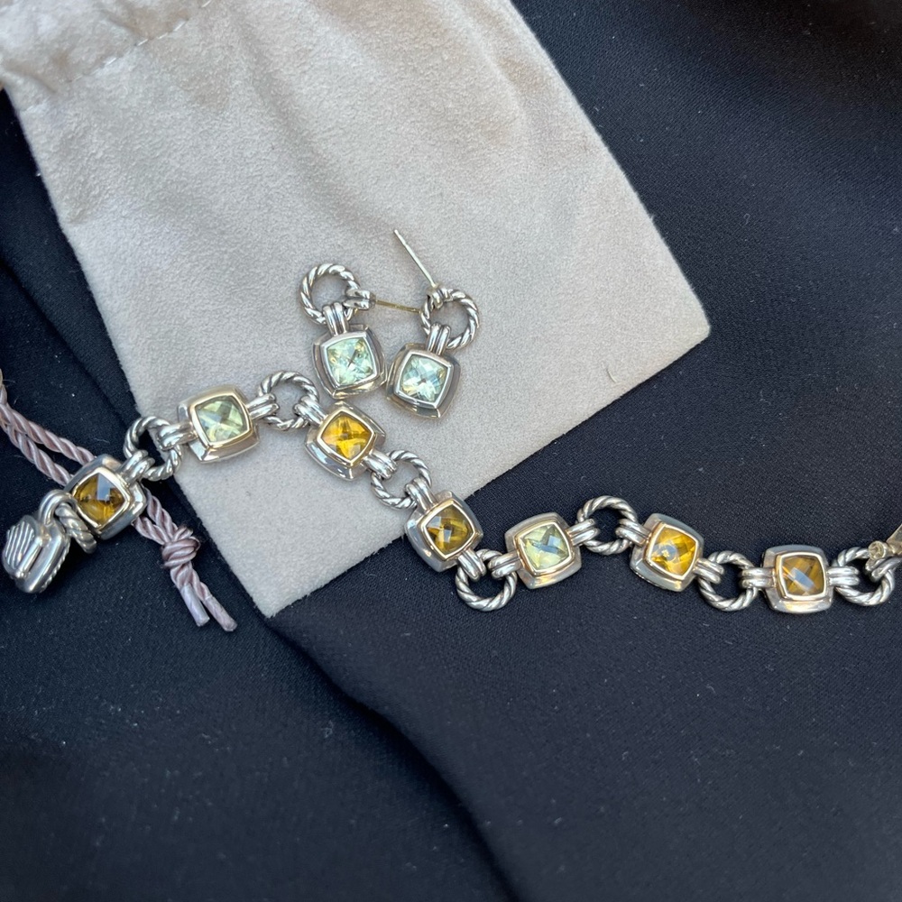 David Yurman Chiclets Matching Bracelet and Earrings. Authentic.